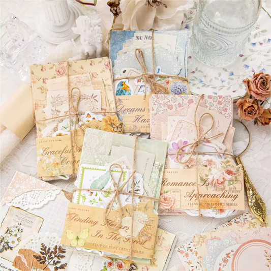 Set papel deco y stickers flowers